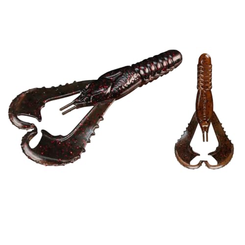 Lunker City Fishing Karate Craw 3" or 4" Soft Plastic Crawfish Bass Lure Open Claws Bait, 7 Per Bag, Made in The USA - color: #52 Dark Craw, size: 4"
