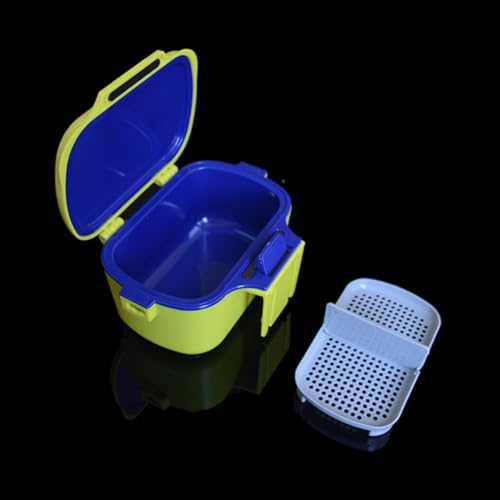 Dual-Layer Bait Holder Storage Box for Worms with Insulated Yellow Portable Fishing Container Waist Clip for Live Bait Storage