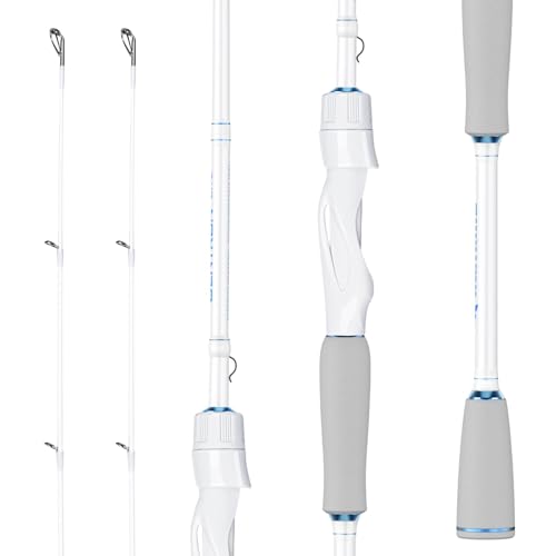 KastKing Centron Lite Twin Tip Rods, IM6 Graphite Blanks, Twin Tip Rods, Stainless Steel Guides with Ceramic Rings, Split or Full Rear EVA Handle Design, Drop Shot Hook Keeper - size: 6'6"- M- MF (2 Pcs+ Extra Tip), style: Spinning