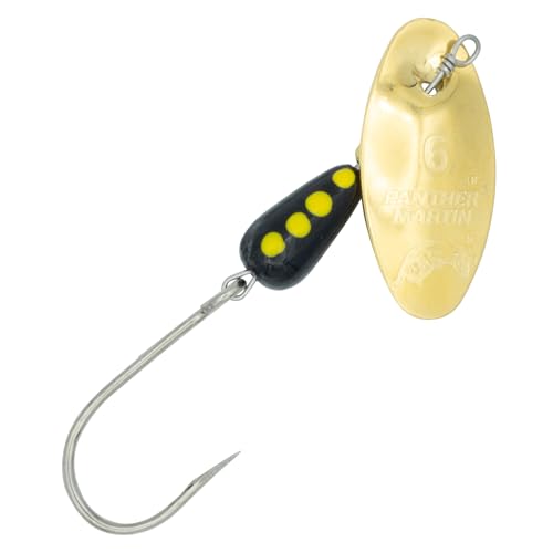 Panther Martin PM Single Hook Barbless Teardrop Spinners Fishing Lure Catches Trout, Perch, Crappie, Bluegill, Warmouth, Pumpkinseed & more - color: Barbless Gold, size: 6 (1/4 oz.)