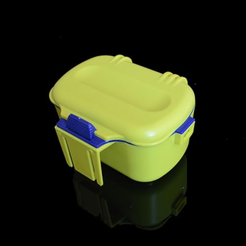 Dual-Layer Bait Holder Storage Box for Worms with Insulated Yellow Portable Fishing Container Waist Clip for Live Bait Storage