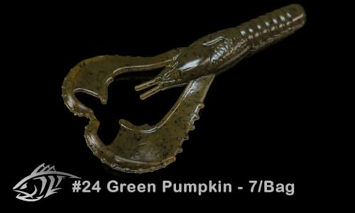 Lunker City Fishing Karate Craw 3" or 4" Soft Plastic Crawfish Bass Lure Open Claws Bait, 7 Per Bag, Made in The USA - color: #24 Green Pumpkin, size: 3"