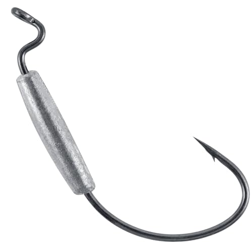 Dr.Fish 15 Pack Weighted EWG Hooks Weighted Worm Swimbait Hooks Bass Fishing Inline Extra Wide Gap Texas Rig Carolina Rig - size: 1/16oz-#1/0 Hook