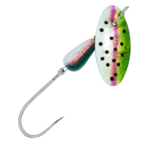 Panther Martin PM Single Hook Barbless Teardrop Spinners Fishing Lure Catches Trout, Perch, Crappie, Bluegill, Warmouth, Pumpkinseed & more - color: Barbless Rainbow Trout, size: 2 (1/16 oz.)