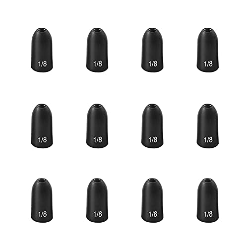 12 Pack Tungsten Bullet Fishing Weights, Insert Free Worm Sinkers, 1/8 3/16 1/4 3/8 1/2 oz - color: No Chip Black, size: 1/8 oz - 5pcs