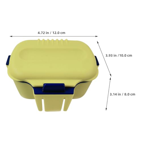 Dual-Layer Bait Holder Storage Box for Worms with Insulated Yellow Portable Fishing Container Waist Clip for Live Bait Storage