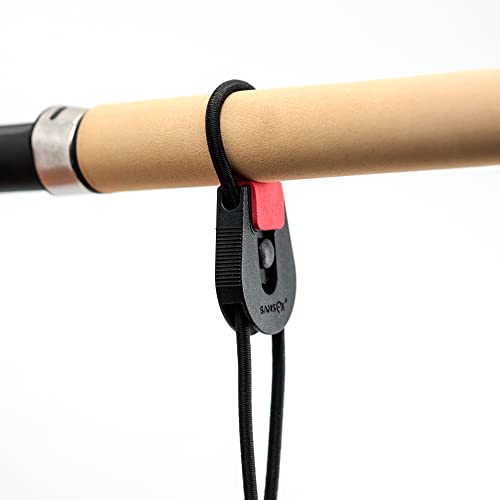 SAMSFX Fishing Rods Belt Stretchy Wrap Pole Straps Elastic Cable Ties for Casting, Spinning & Fly Rods - color: 4pcs, Black & Red