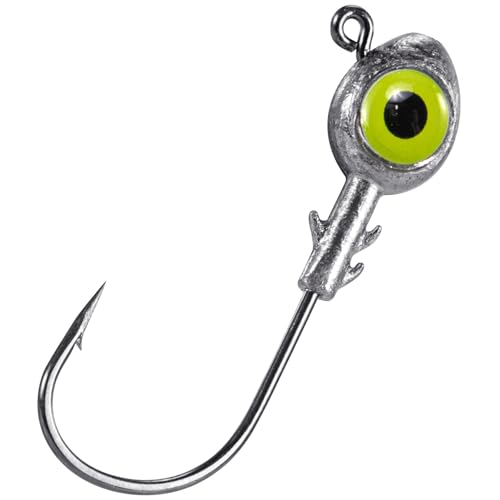 Dr.Fish 10 Pack Fishing Eyes Jigs 3D Eyes Trout Heads Bass Hook Saltwater Swimbait Jig Heads Freshwater Walleye Redfish Striper 1/2oz 3/8oz 1/4oz 3/16oz - color: Chartreuse Eyes, size: 3/16oz-Hook #1/0