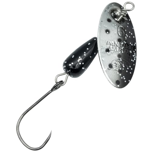 Panther Martin PM Single Hook Barbless Teardrop Spinners Fishing Lure Catches Trout, Perch, Crappie, Bluegill, Warmouth, Pumpkinseed & more - color: Black Silver Speckled, size: 2 (1/16 oz.)