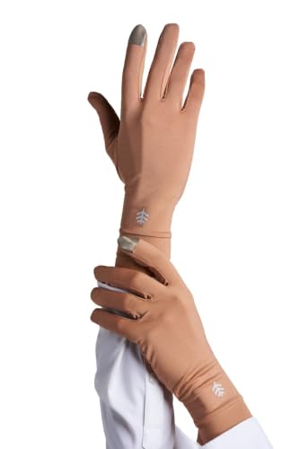 Coolibar Full Finger UV Sun Gloves - UPF 50+ Sun Protection - Gannett - color: Antique Tea, size: Medium