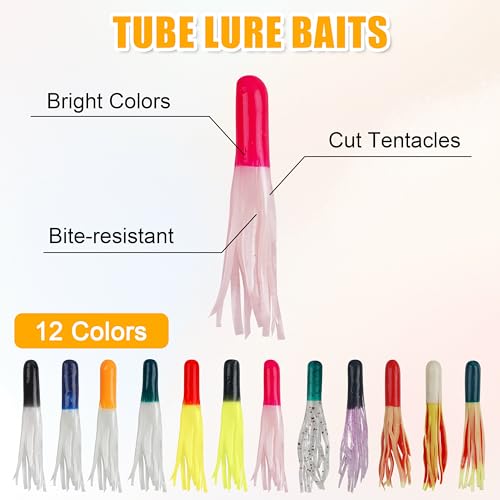 Grub Fishing Lures Jig Heads Hooks Kit, Crappie Lures Tube Baits Soft Worms Grub Tail Crappie Jigs for Bass Trout Bluegill Panfish Fishing 17-140pcs - color: 140pcs/kit