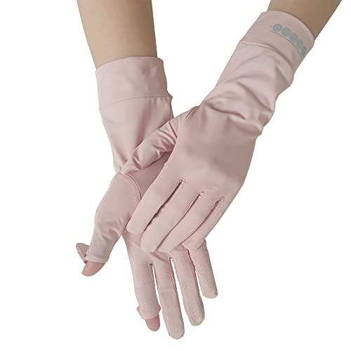 Women's UPF 50+ Sun UV Protection Driving Gloves (for S-M Hands) - color: Pink