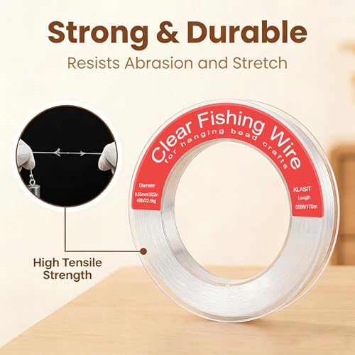 KLASIT Fishing Line 788FT,Invisible Monofilament Fishing Wire,Supports 43 Pounds Strong Nylon Invisible Thread for Hanging Decorations,Balloon Garland,Crafts,Picture Display - style: 0.55mm/558ft/48lb