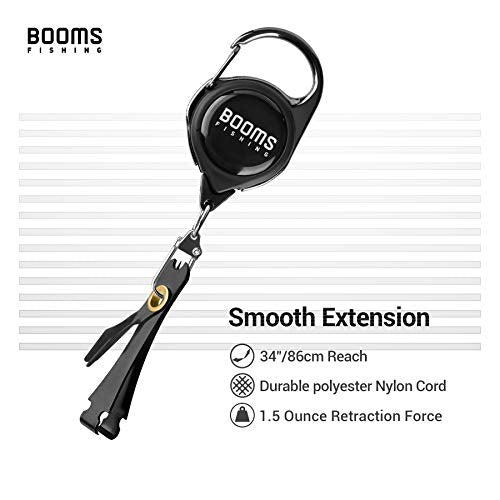Booms Fishing FC2 Fishing Knot Tying Tool, Fly Fishing Line Cutter, Fishing Clippers with Retractor - color: Black, 2pcs