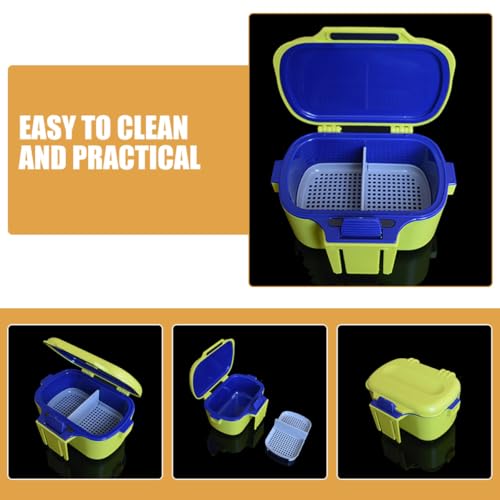 Dual-Layer Bait Holder Storage Box for Worms with Insulated Yellow Portable Fishing Container Waist Clip for Live Bait Storage