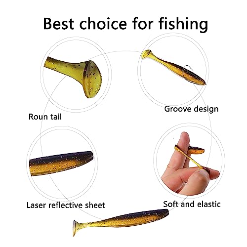 Paddle Tail Swimbaits,Soft Plastic Fishing Lures Swim Baits for Bass Fishing,30/50pcs with Box,Soft Plastic Swimbaits for Bass Trout Crappie Lures Kit for Saltwater Freshwater - color: A:1.97in/0.042oz-50pcs