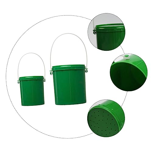 Fishing Bait Bucket 2pcs Worm Bucket Plastic Storage Box para Guardar Plastic Container Container with Lid Bucket Green Fishing Tool Live Lures Bucket