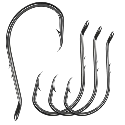 9KM DWLIFE Octopus Fishing Hooks, Double Barbed High Carbon Steel Hooks | Corrosion-Resistant Baitholder Circle Hooks with Sharp Points for Bass, Catfish, Walleye, Trout and Saltwater Fishing - size: 6/0#-50pcs