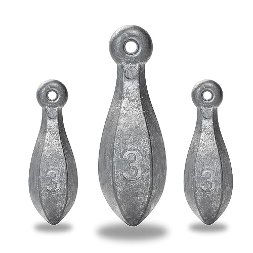 BLUEWING Bank Sinker 1LB/2LB/3LB/5LB/6LB Box Fishing Weights Saltwater Bullet Lead 1oz,2oz,3oz,5oz,8oz,10oz,12oz,16oz,32oz - style: #05 3oz, 5 Pack