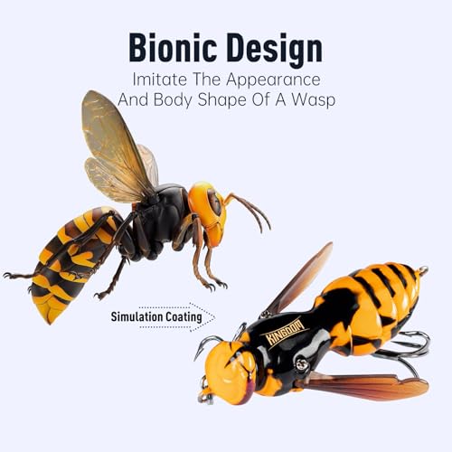 Kingdom Wasp Crawl Bait Insect Bionic Floating Fishing Lures Swimbaits Hard Artificial Baits Lure Freshwater and Saltwater Bass Carp Pike Walleye Fishing ABS Material Carbon Steel Three Book Hook - color: 05, size: 4.2g