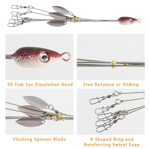 Dnyta 5 Arms Umbrella Rig Kit Umbrella‑Style Alabama Rig Kit, Stylish | Multi‑Arm Fishing Bait Rigs Crank Hook and Soft Bait for Trout Perch Walleye Freshwater/Saltwater Boat Trolling - color: Stylish