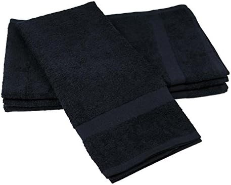 Towelsupercenter 16X27 Cotton Hand Towels (36Pack, 60Pack, 120Pack) for Hair, Nail, Tanning Salons & Bathroom (Black, 120)