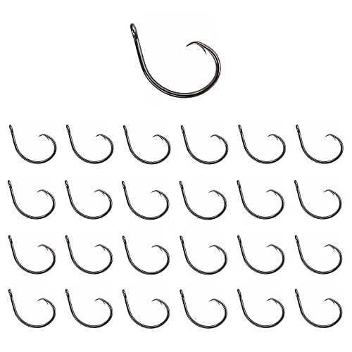 Reaction Tackle Circle Hooks - High Carbon Steel Fishing Hooks for Catfish, Bass and Saltwater Fishing - Sharp Offset Inline Point, Corrosion Resistant Black (25-Pack) - size: #3/0