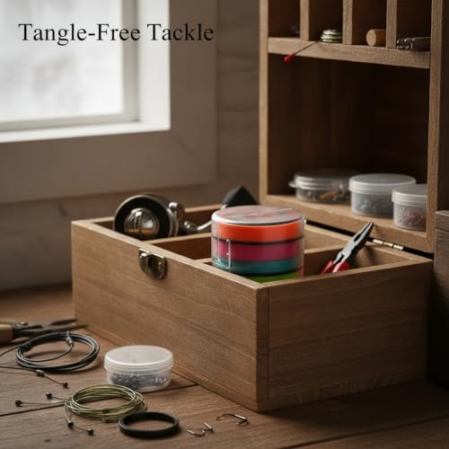 Fishing Line Storage Box, Multi-Axis Spool Organizer for Tackle Management, PP Plastic Container (1 PC) - size: 2.44 x 2.44 x 2.44 in