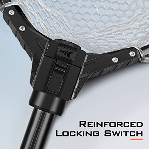 KastKing Brutus Fishing Net, Foldable Extendable Fish Landing Net, Lightweight & Portable Fishing Net with Soft EVA Foam Handle, Holds up to 44lbs/20KG, Fish-Friendly Mesh for a Safe Release - size: 31" Total Length(not extendable), style: Silicone Net Co