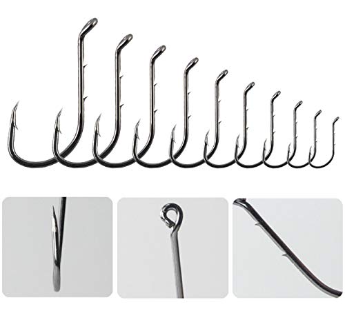 Fishing Baitholder Hooks - 100pcs Barbed Shank Sharp Strong High Carbon Steel Octopus Bait Holder Hooks for Freshwater Saltwater Live Bait Fishing - size: #2-100PCS