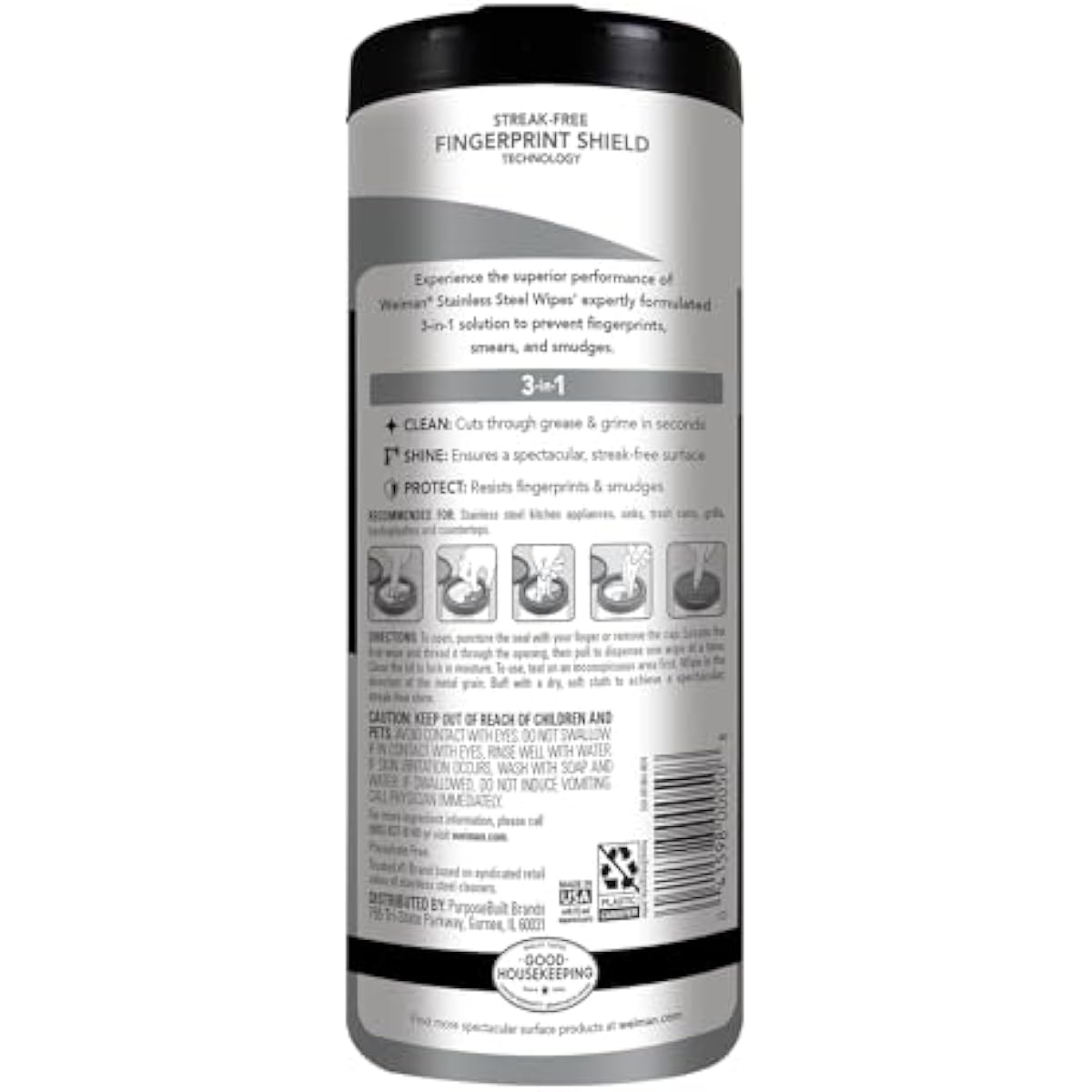 Weiman Stainless Steel Cleaner and Polish Wipes, 30 Count