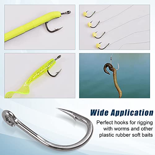 Saltwater Live Bait Fishing Hooks- 35pcs Inline Circle Hooks Catfish Bait Fish Hooks 2X Strong Stainless Steel Hooks for Big Game Fishing 1/0-12/0 - size: 6/0-35pcs