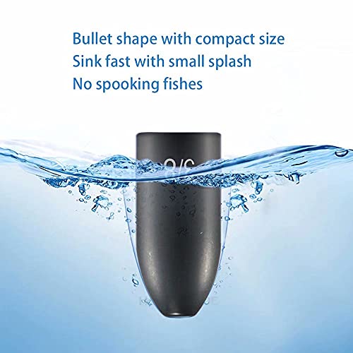 12 Pack Tungsten Bullet Fishing Weights, Insert Free Worm Sinkers, 1/8 3/16 1/4 3/8 1/2 oz - color: No Chip Black, size: 1/2 oz - 12pcs