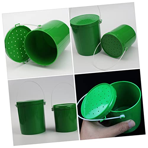 UPKOCH 2pcs Breathable Fishing Bait Bucket for Live Worms and Maggots Durable Plastic Lures Container with Handle Lightweight and Portable Fishing Tool for Outdoor Use