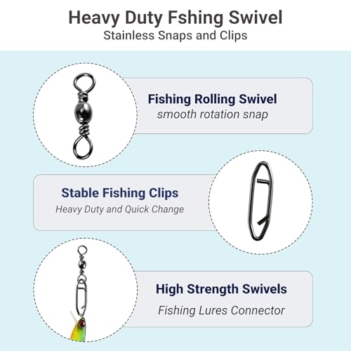 QISHUO High Strength Fishing Swivels Stainless Clips Steel Snap Swivels Barrel Connector Saltwater Swivel Fishing Rolling Black Nickel - size: Size 5+M (56lb) 50 pcs