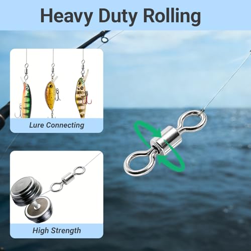 QISHUO Stainless Steel Barrel Swivels Saltwater Connect Lure Swivels Fishing Snap Freshwater Fishing Swivel Heavy Duty SUS304 - size: Size #1/0 (214lb) 25pcs