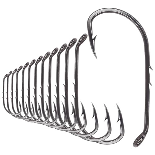 Baitholder Fishing Hooks 100 Pack - Double-Barbed Long Shank for Bluegill Bass Trout Walleye Black/Red, 8/0-#8 - color: 2-Black, size: Size:8 100-Pack