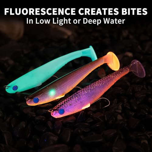 TRUSCEND Shadtale Easy Catch Soft Fishing Lures, Unique Vibration and Action for Various Rigs, Paddle Tail Swimbaits Trailer for Bass, Trout, Crappie, Walleye, Redfish, Saltwater & Freshwater Fishing - color: A-4",3/8oz