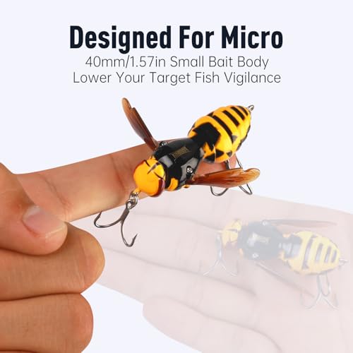Kingdom Wasp Crawl Bait Insect Bionic Floating Fishing Lures Swimbaits Hard Artificial Baits Lure Freshwater and Saltwater Bass Carp Pike Walleye Fishing ABS Material Carbon Steel Three Book Hook - color: 05, size: 4.2g