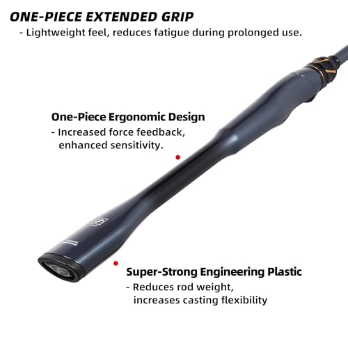 Kilitn Fishing Rod, 2-Piece Graphite Rod, Spinning & Casting, Strong Carbon Fiber Fishing Poles with Comfortable Handle for Freshwater or Saltwater Fishing - size: 6FT