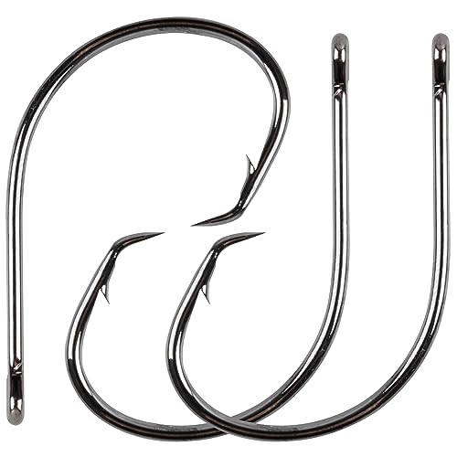 Inline Circle Hooks Saltwater, 80pcs High Carbon Steel Catfish Hooks in-Line Straight Eye Octopus Circle Hook Saltwater Freshwater Fishing Hooks for Catfish Bass - size: 80pcs 8/0