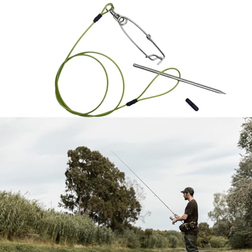 COOLHOOD Stringer Fish Holder for Diving Quick Handspear Fish Needle Hook Stringer with Clip Stainless Steel - color: 120cm