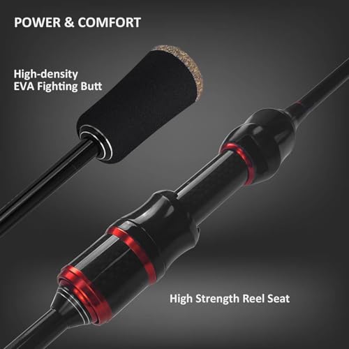 Eupheng Echolite Ultralight Spinning Rod and Reel Combo, IM8 Graphite Fast Action Trout Bass Gear, Portable Travel Setup with 5.2:1 9+1 BB CNC Aluminum Spool - size: 7'0''