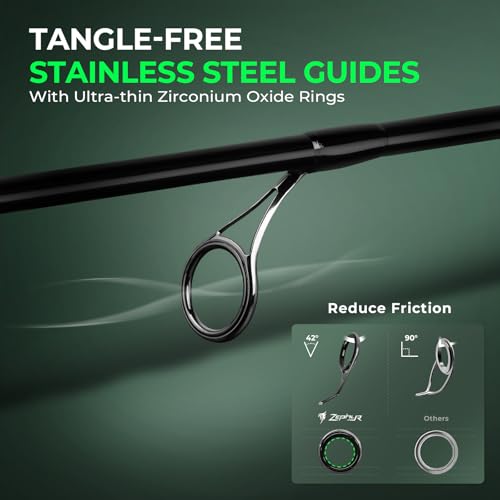 KastKing Zephyr Dual Tip Fishing Rod, Lightweight KastFlex IM6 Graphite Spinning & Casting Rod with Zirconium Oxide Ring Guides, Hook Keeper, EVA Grip, PTS Power Transition System - size: 7'4"-M/MH-Fast(2 Pcs+ Extra Tip), style: Spinning