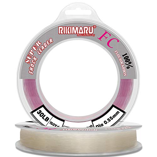 Rikimaru FC 100% Fluorocarbon Pure Shock Resistant, Sinks Faster Than Mono, Leader Material, 2LB-150LB - color: Clear, size: 150Yards-6LB