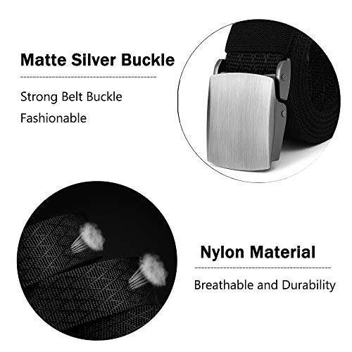 Mile High Life | Nylon Web Belt | Outdoor Military Belt | TSA Safe Buckle Plastic/Metal - color: Navy Metal