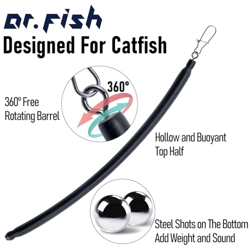Dr.Fish 6 Pack Dragging Weights for Catfishing, Drifting Weight Freshwater Fishing Sinkers Bottom Search Slip Stick Trolling Catfish Tackle Gear - size: 3oz-6 Pack