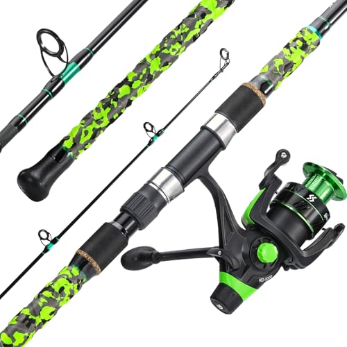 Sougayilang 3 Piece Surf Fishing Rod Combo Medium/Heavy Travel Spinning Rod with 4000/5000 Size Reel Baitfeeder Combo(9'/10'/11'12') - color: green, size: 10ft-Spinning-3Pc-MH