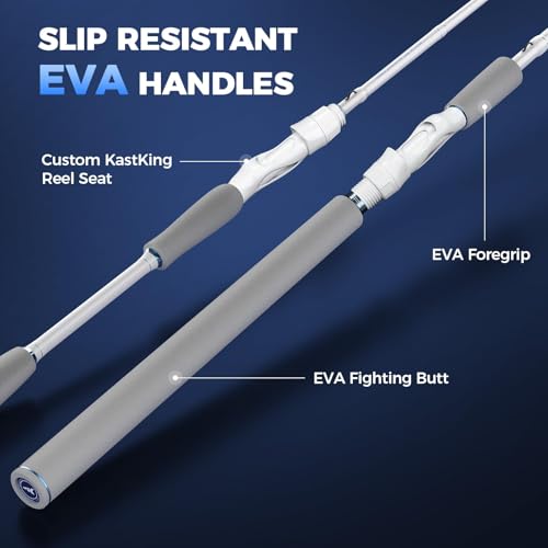 KastKing Centron Lite Twin Tip Rods, IM6 Graphite Blanks, Twin Tip Rods, Stainless Steel Guides with Ceramic Rings, Split or Full Rear EVA Handle Design, Drop Shot Hook Keeper - size: 7'0"- MH- MF (2 Pcs+ Extra Tip), style: Casting