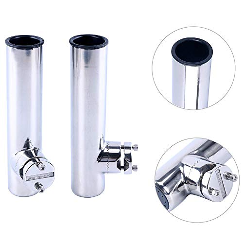 Amarine Made 4Pcs Lower Clamp Fishing Pole Rod Holder for Boat, Stainless Clamp on Fishing Rod Holder for Rails 7/8" to 1"